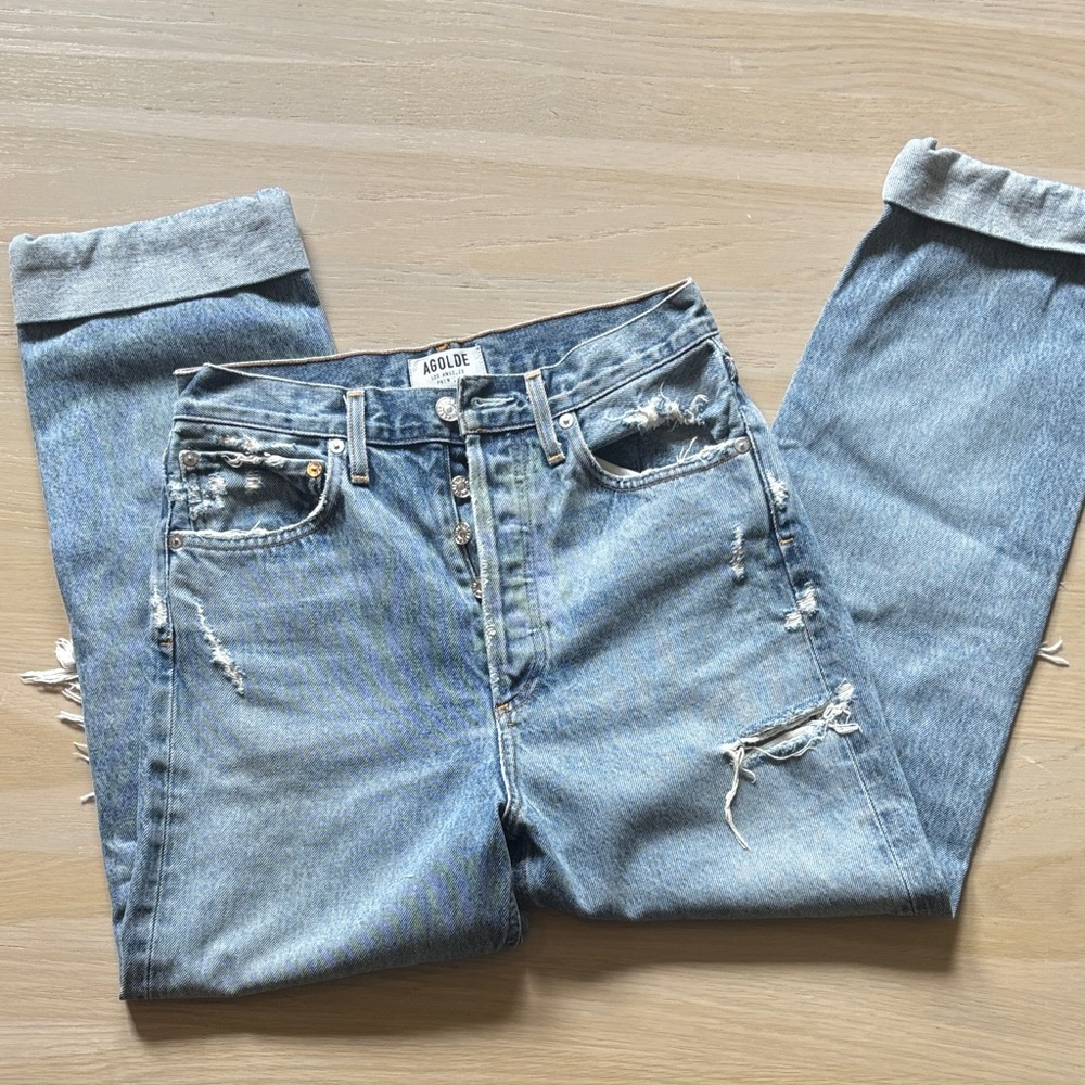 Agolde Light Blue Distressed Jeans